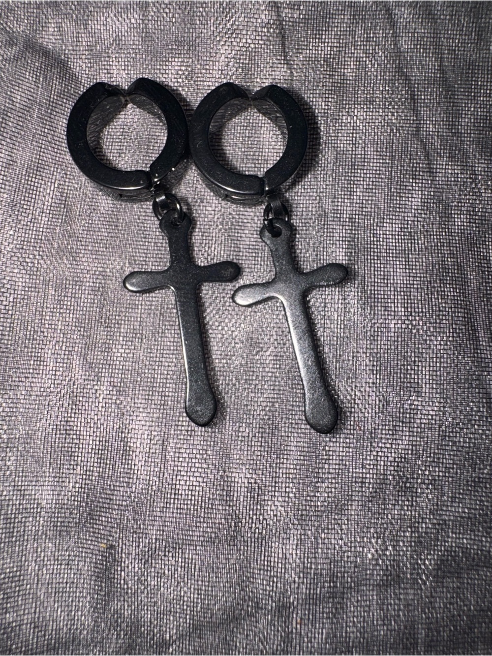 NWOT Black Matte Cross Earrings
